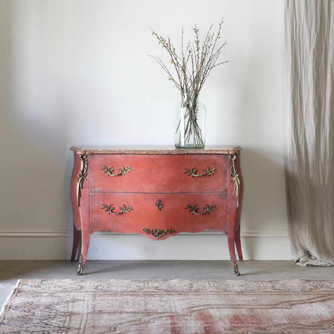 Red Louis XV Commode