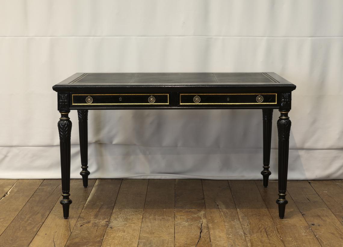 French Black and Gold Bureau Plat