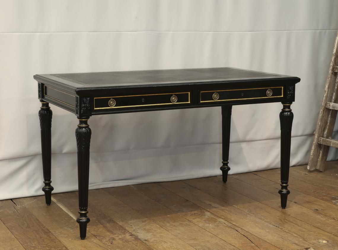French Black and Gold Bureau Plat