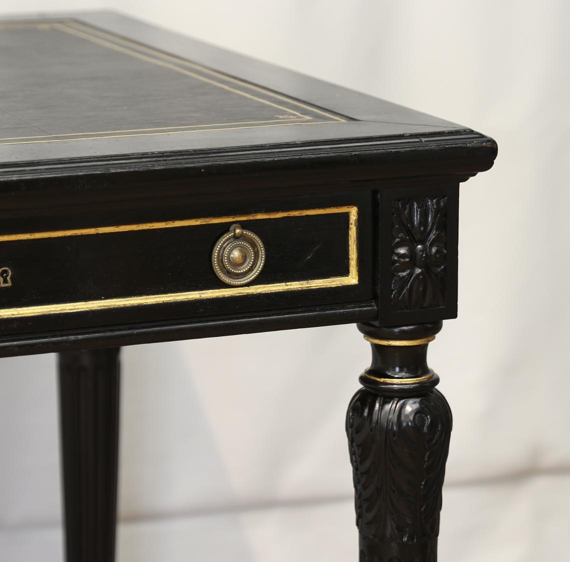 French Black and Gold Bureau Plat