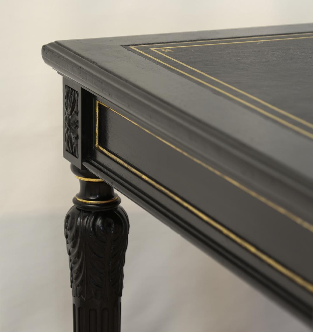 French Black and Gold Bureau Plat