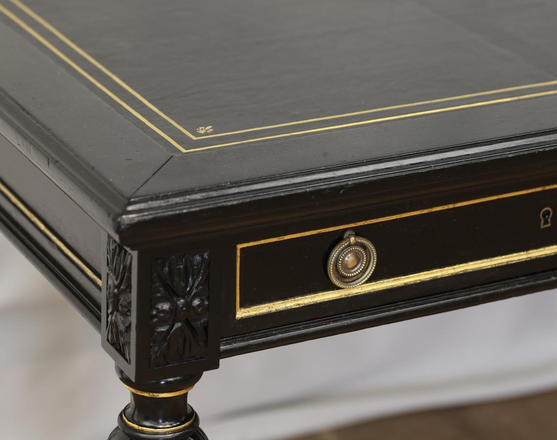 French Black and Gold Bureau Plat