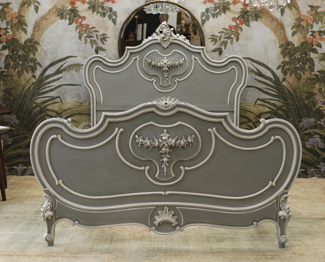 110-37 - Painted Carved Bed