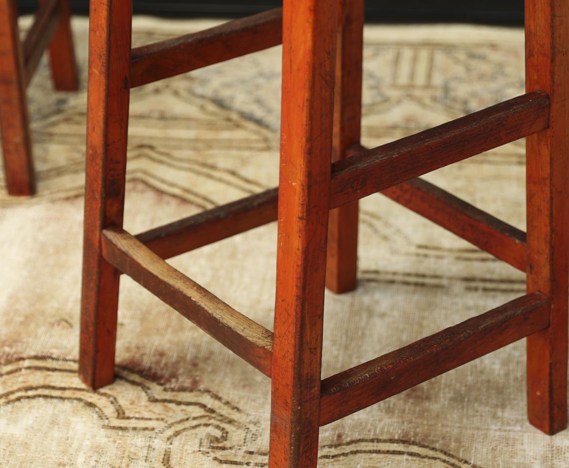 Pair of Red Wooden Stools