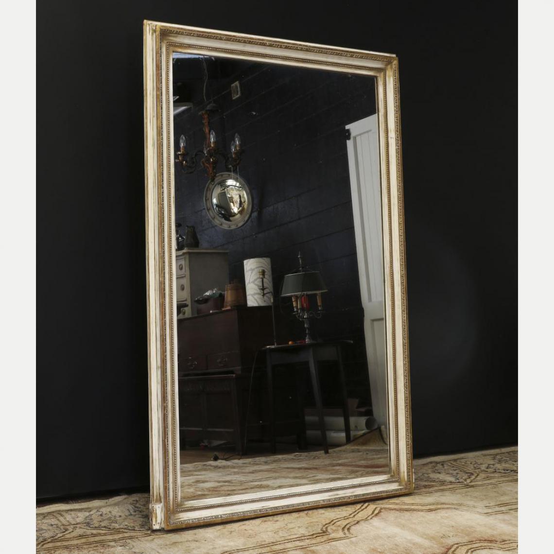 French 19th Century White and Gold Mirror
