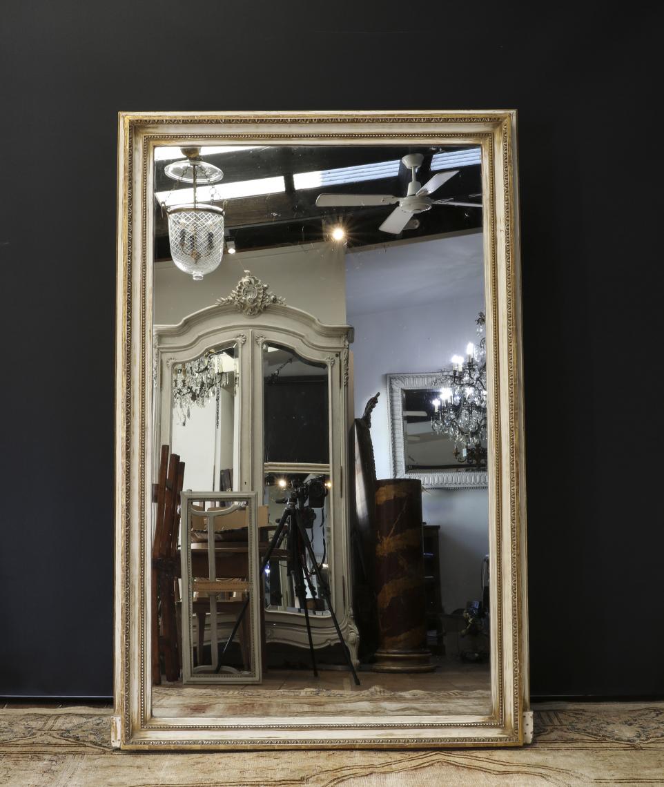 French 19th Century White and Gold Mirror