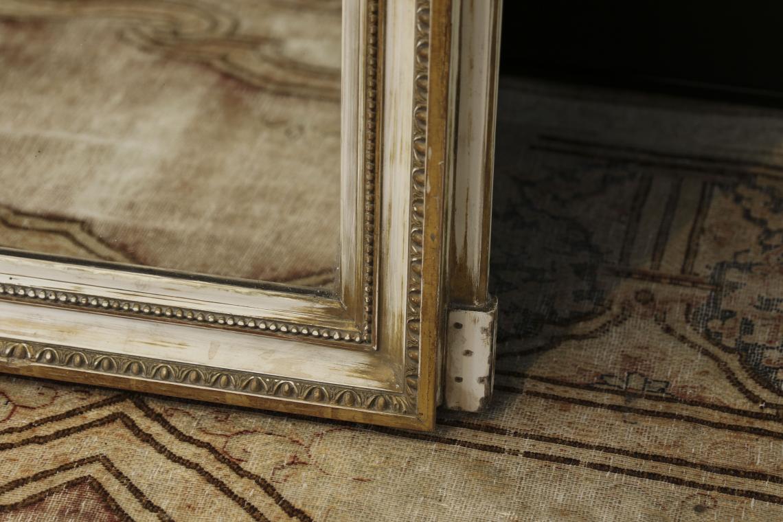 French 19th Century White and Gold Mirror