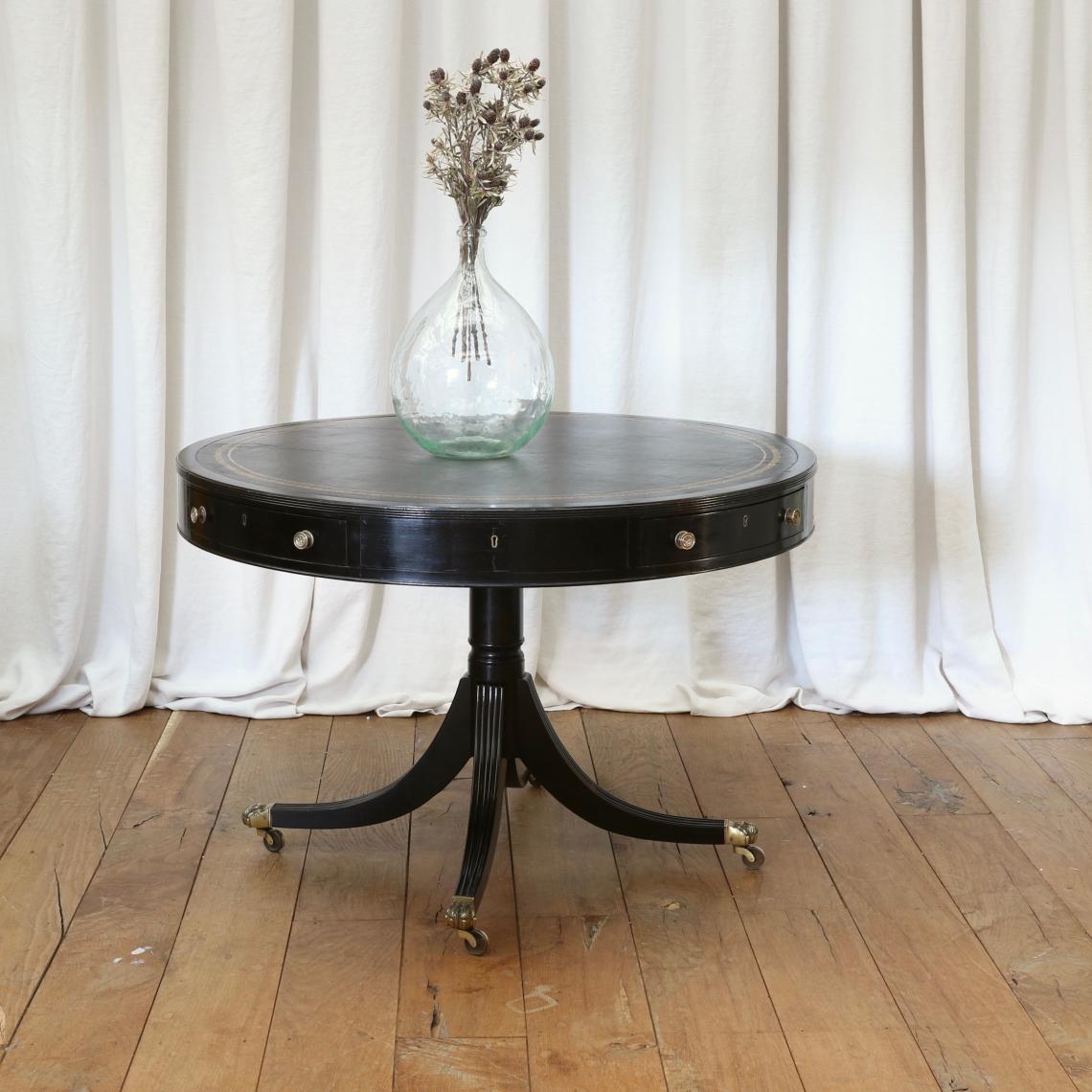 Ebonised Drum Table