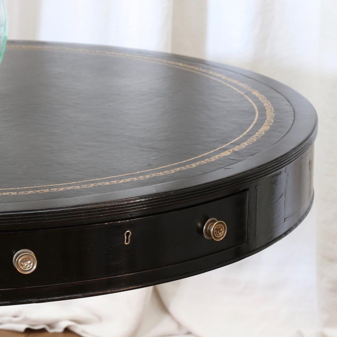 Ebonised Drum Table