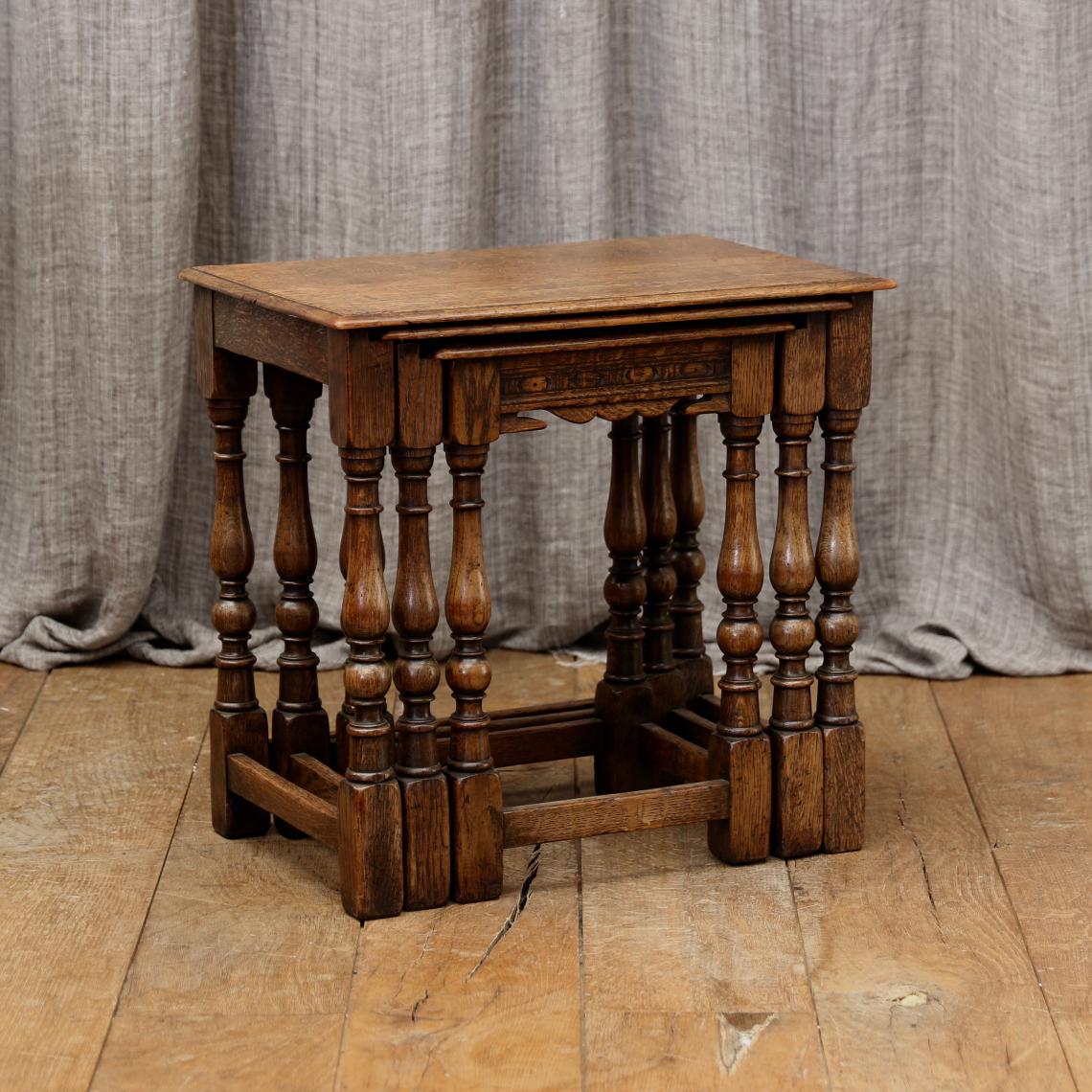 English Nest of Oak Tables