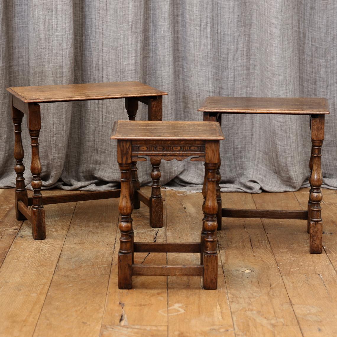 English Nest of Oak Tables