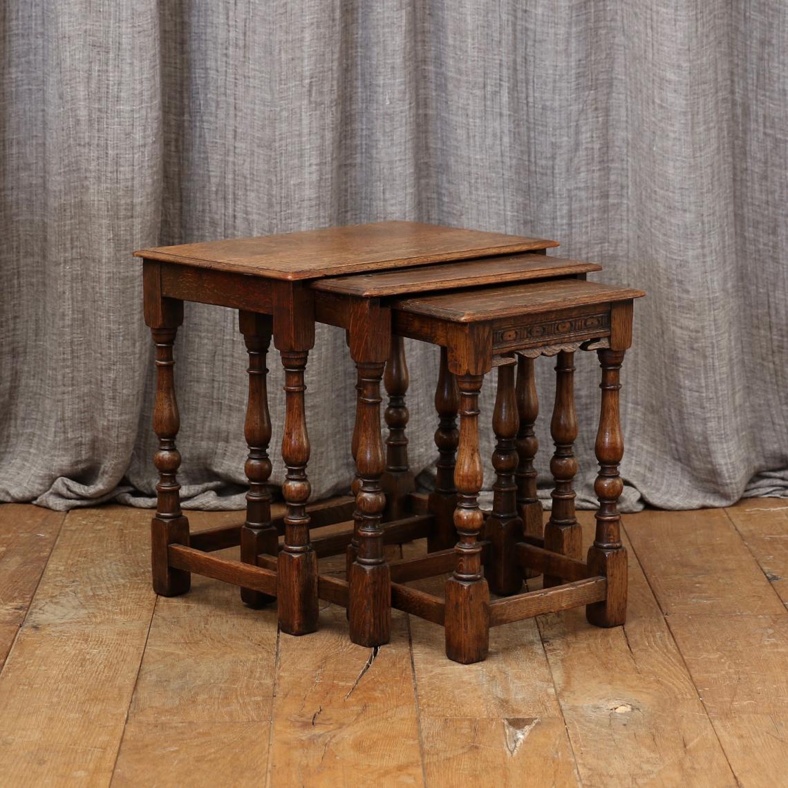 English Nest of Oak Tables