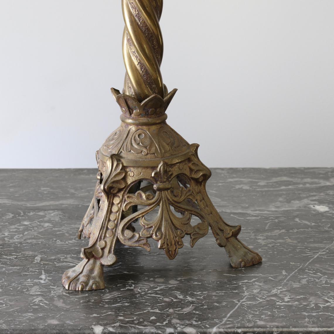 Pair of Baroque Style Brass Lamp Stands