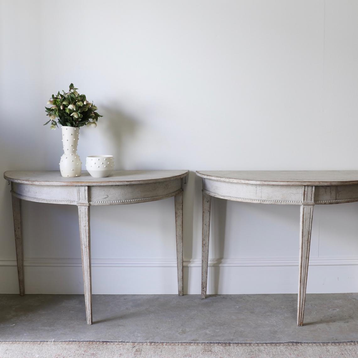 Pair of Demilune Console Tables