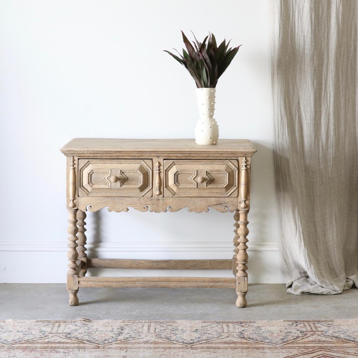 Bleached Two Drawer Side Table