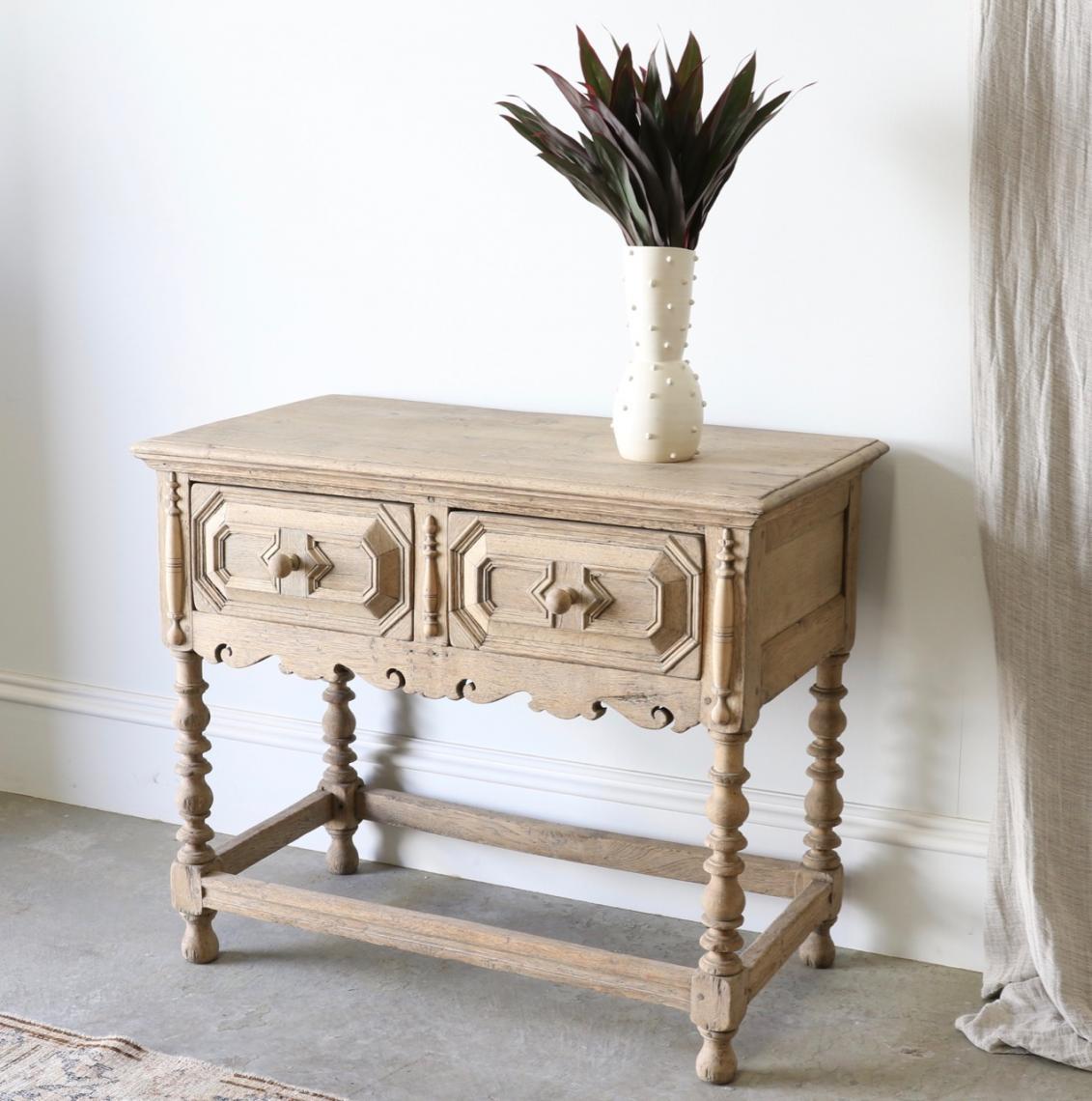 Bleached Two Drawer Side Table