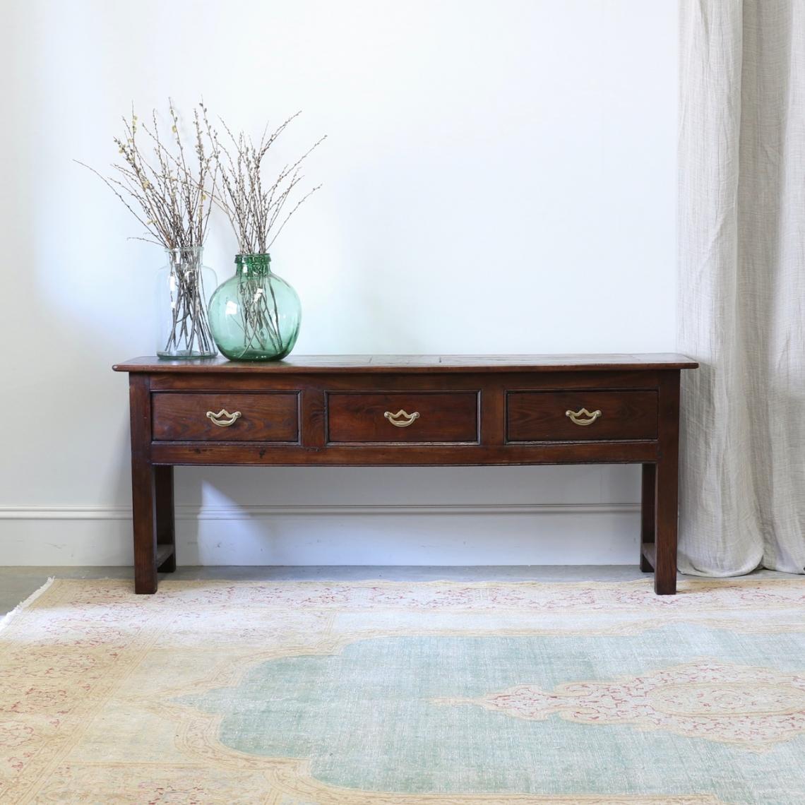 French Chestnut Three-Drawer Side Table