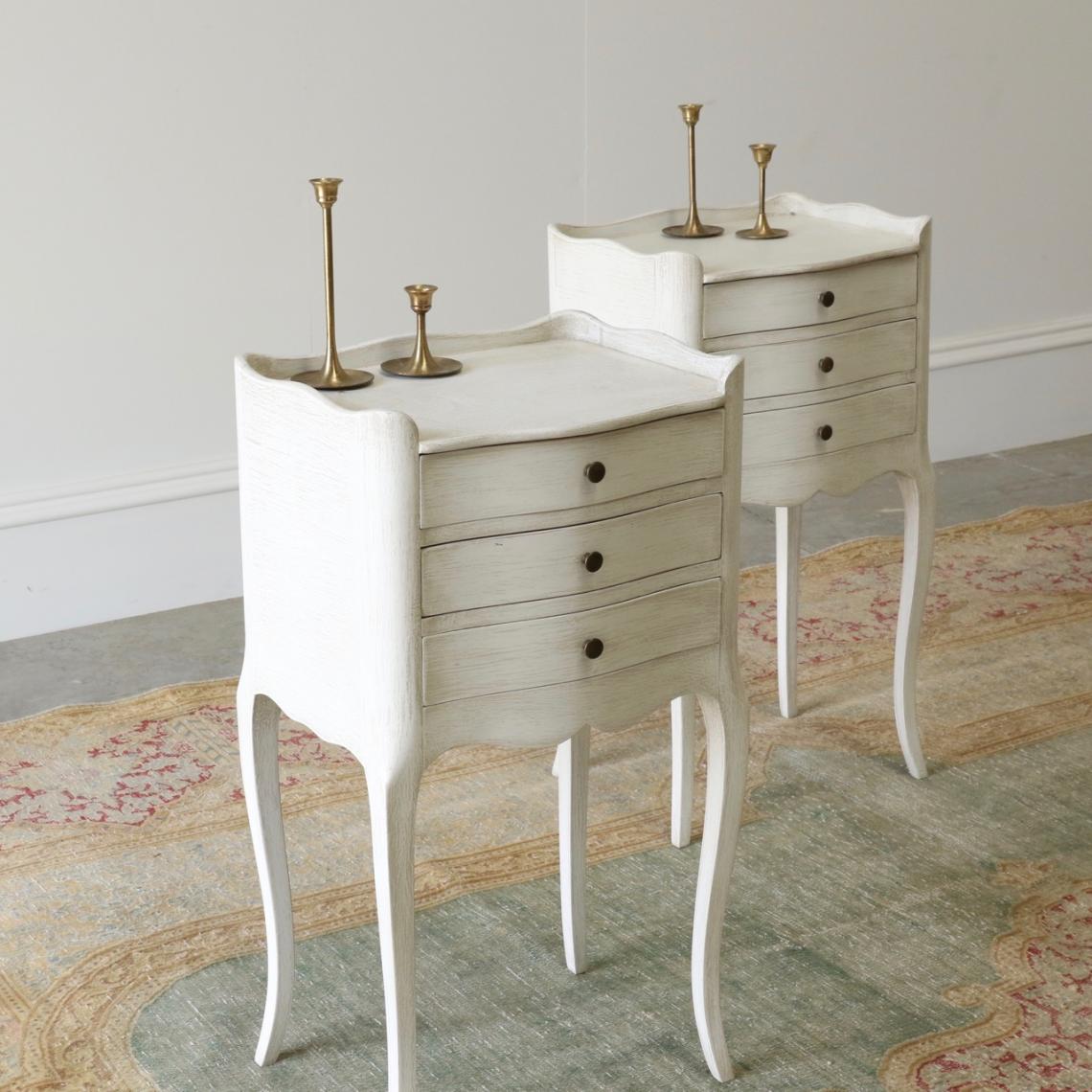 Pair of French Bedsides // White