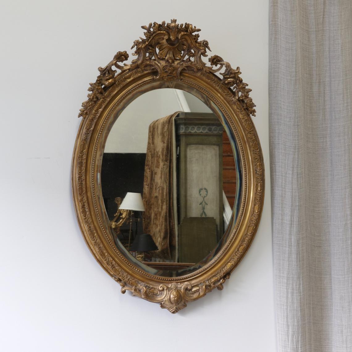 Superb French Rococo Oval Mirror
