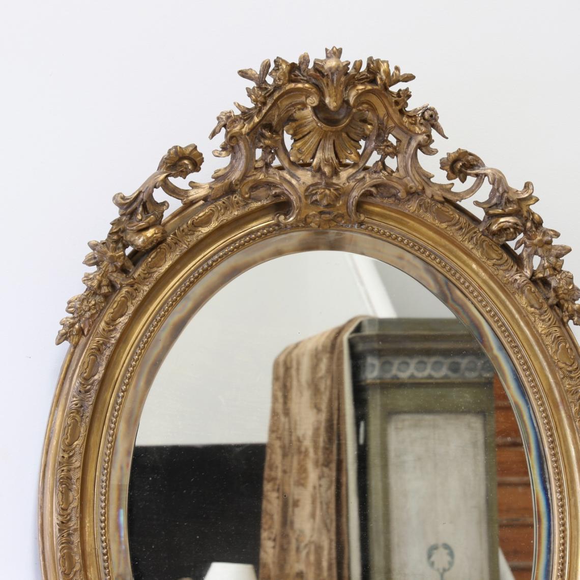 Superb French Rococo Oval Mirror