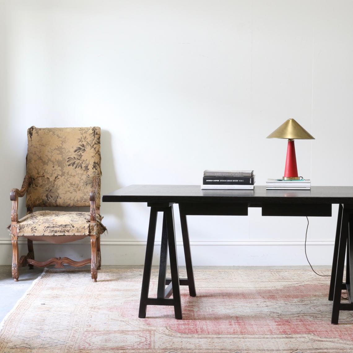 Satin Black Trestle Desk // JS Editions