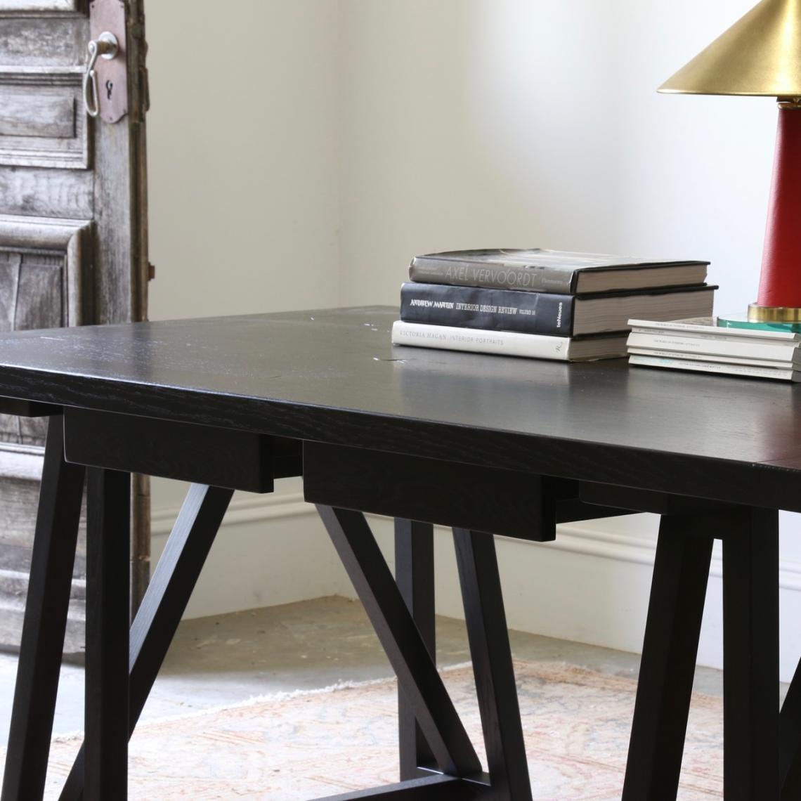 Satin Black Trestle Desk // JS Editions