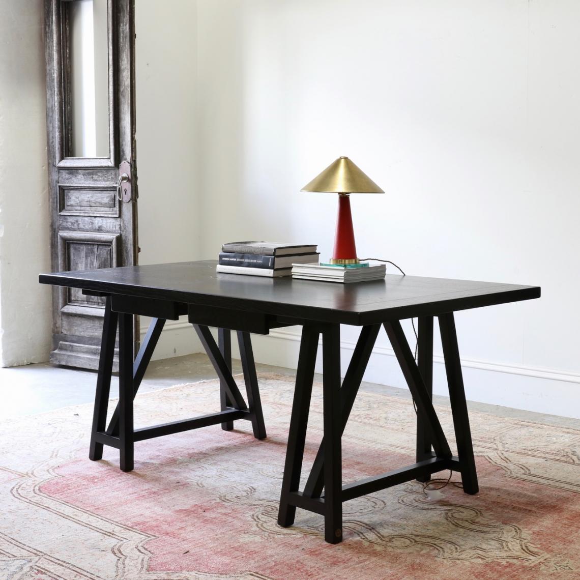 Satin Black Trestle Desk // JS Editions