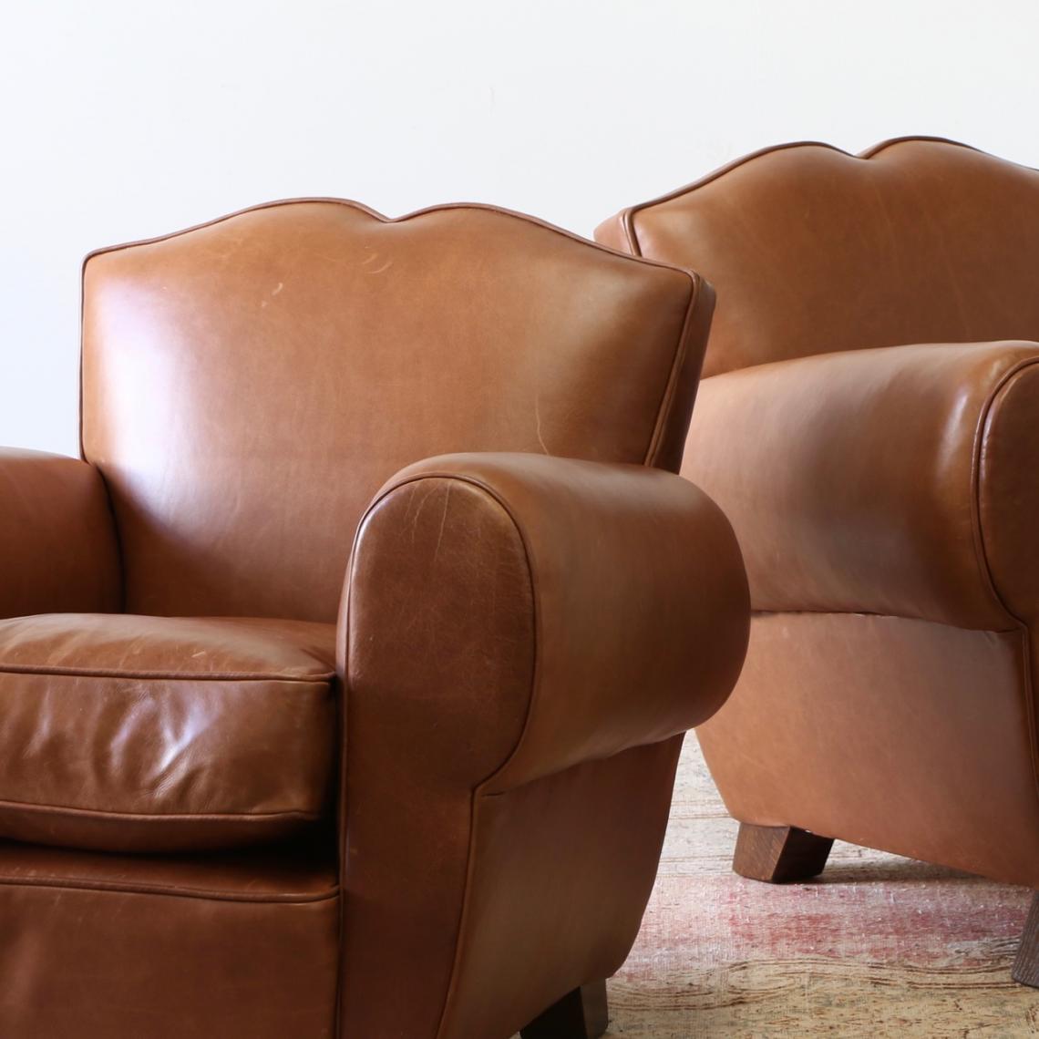 Pair of Leather Armchairs// JS Editions