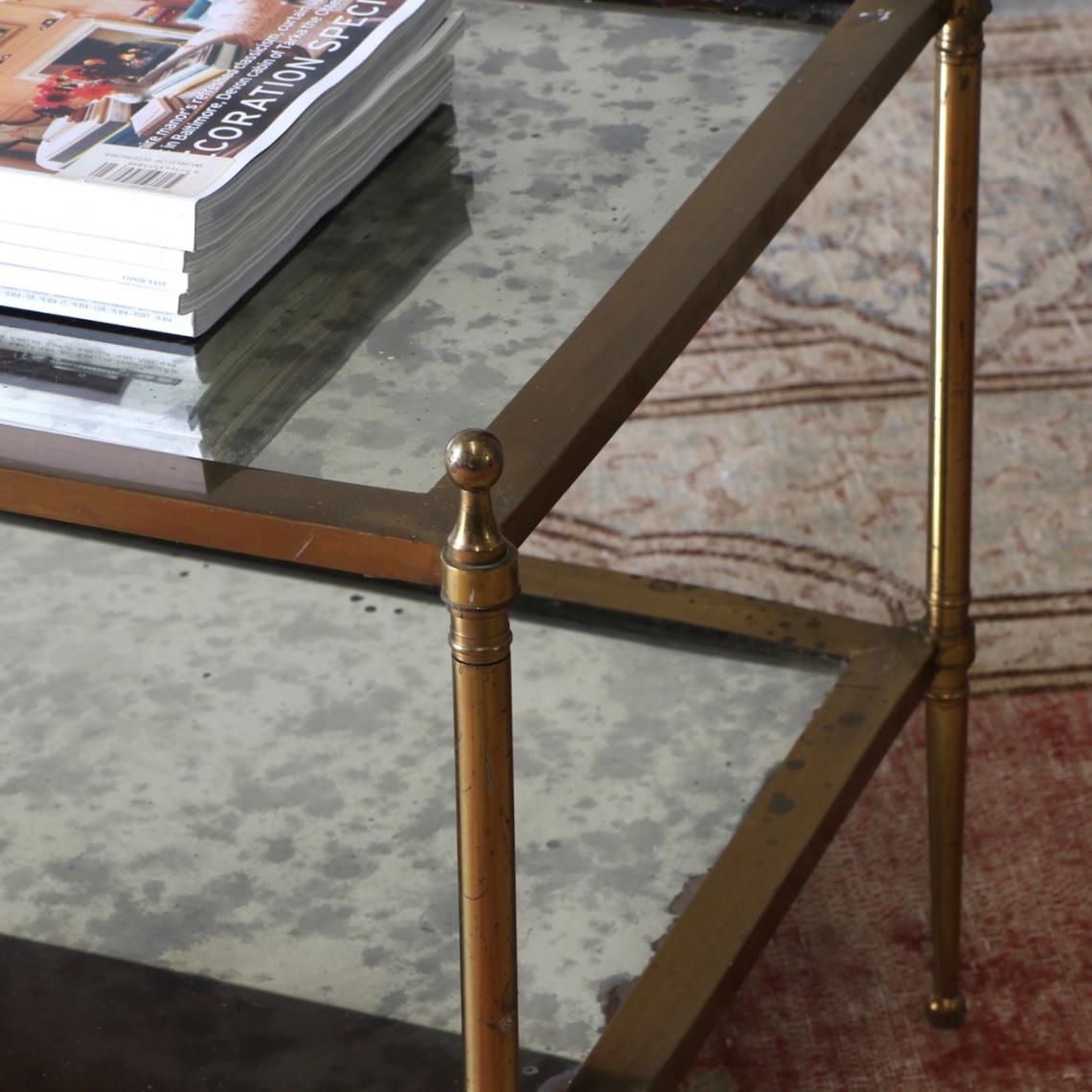 Brass Coffee Table with Mirrored Glass