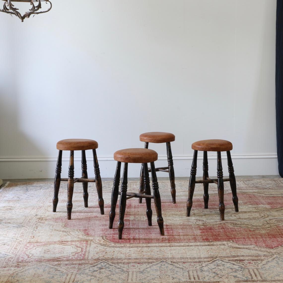 Four Leather Stools