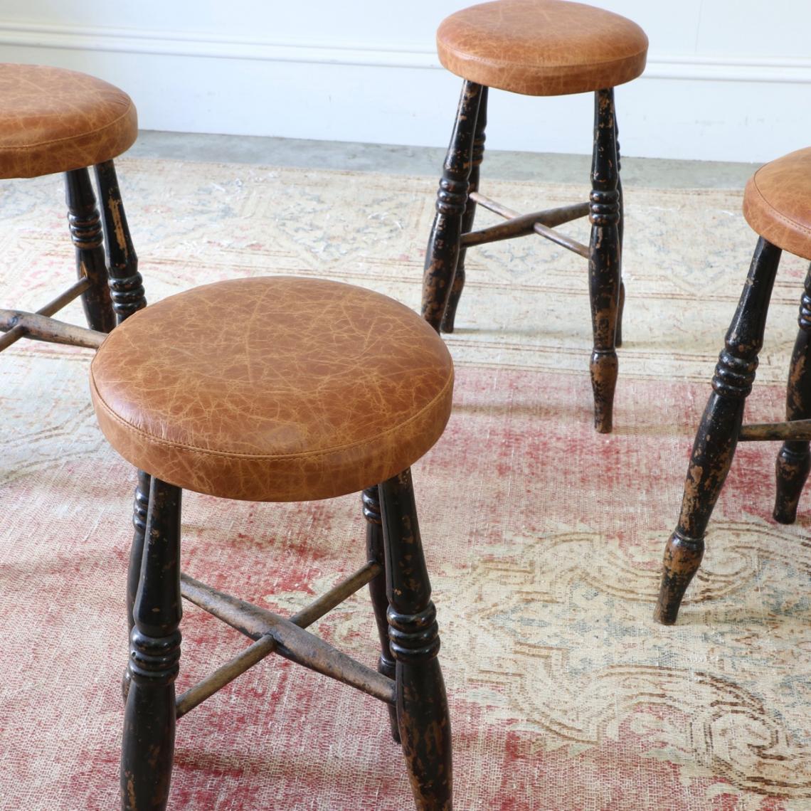 Four Leather Stools