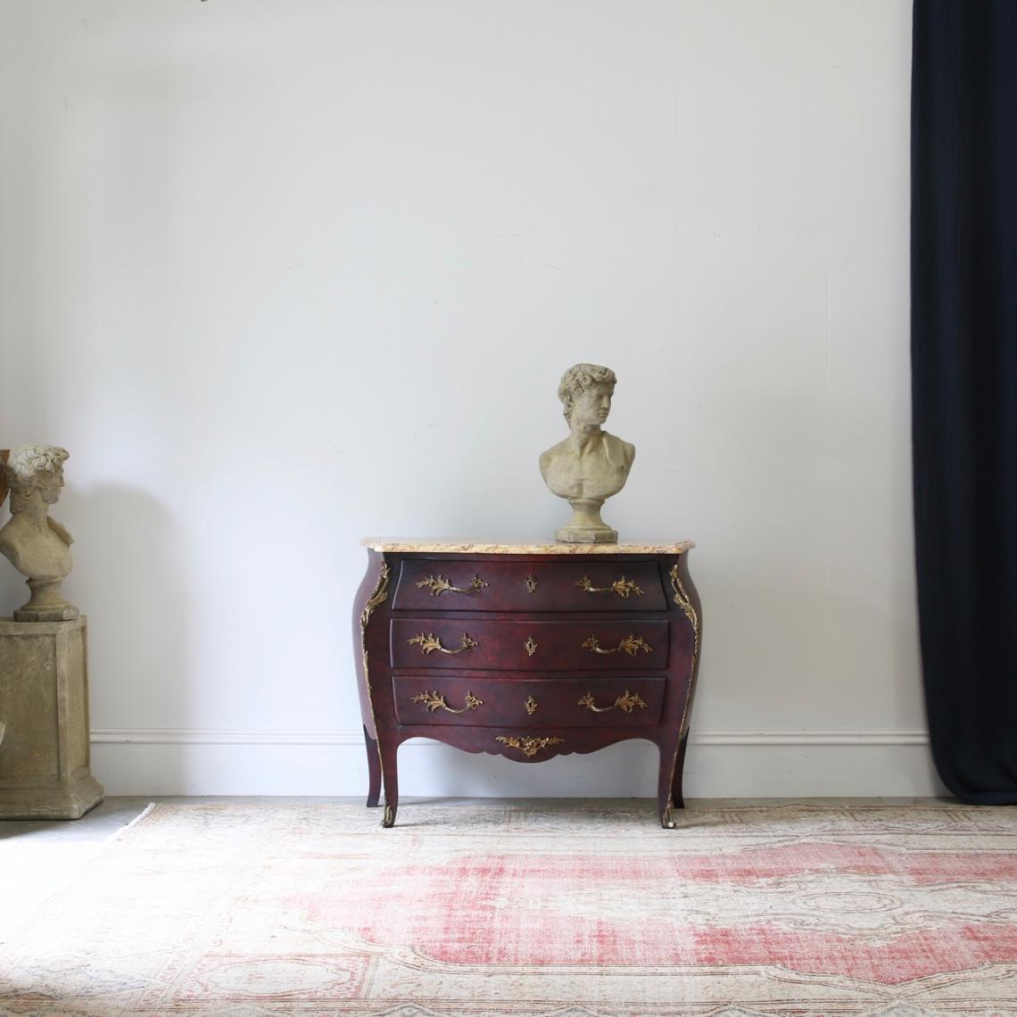 Burgundy Bombe Commode