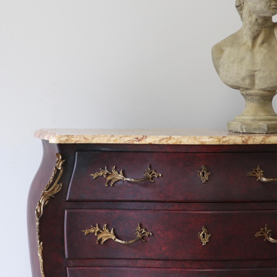 Burgundy Bombe Commode