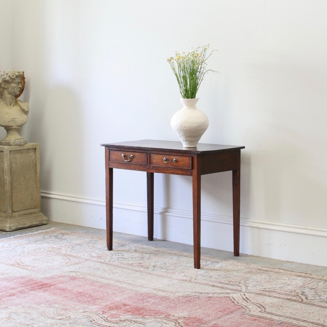 A Two Drawer Georgian Oak Side Table