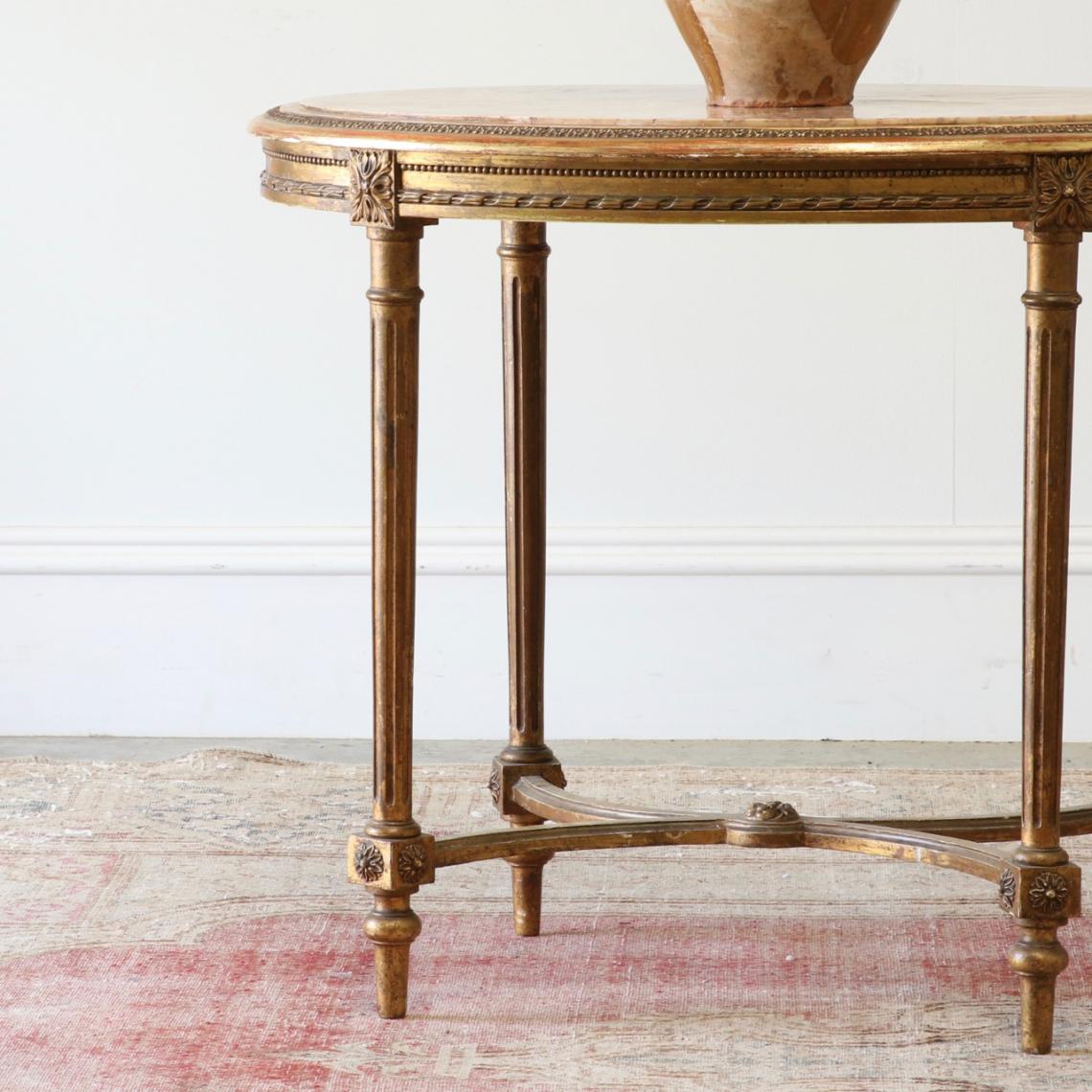 A French Oval Marble-Topped Louis XVI Occasional Table