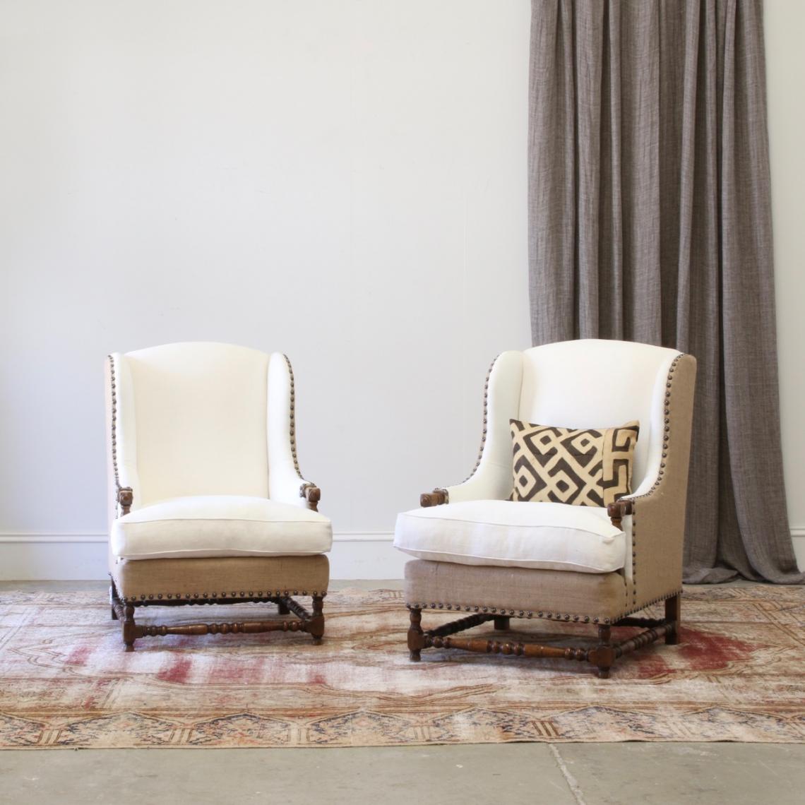 Pair of Bobbin Legged Armchairs