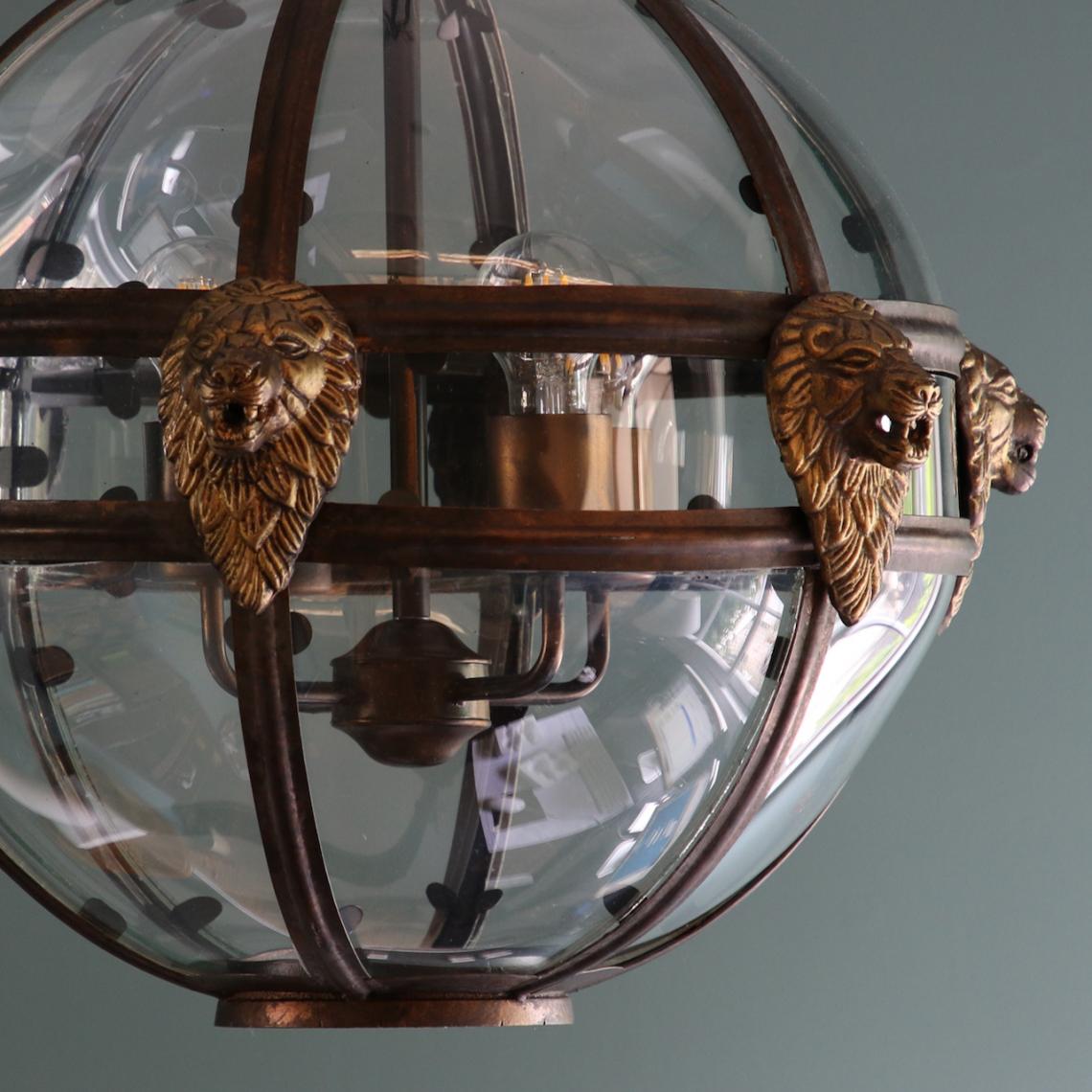 Lion Globe Lantern // Antique Gold