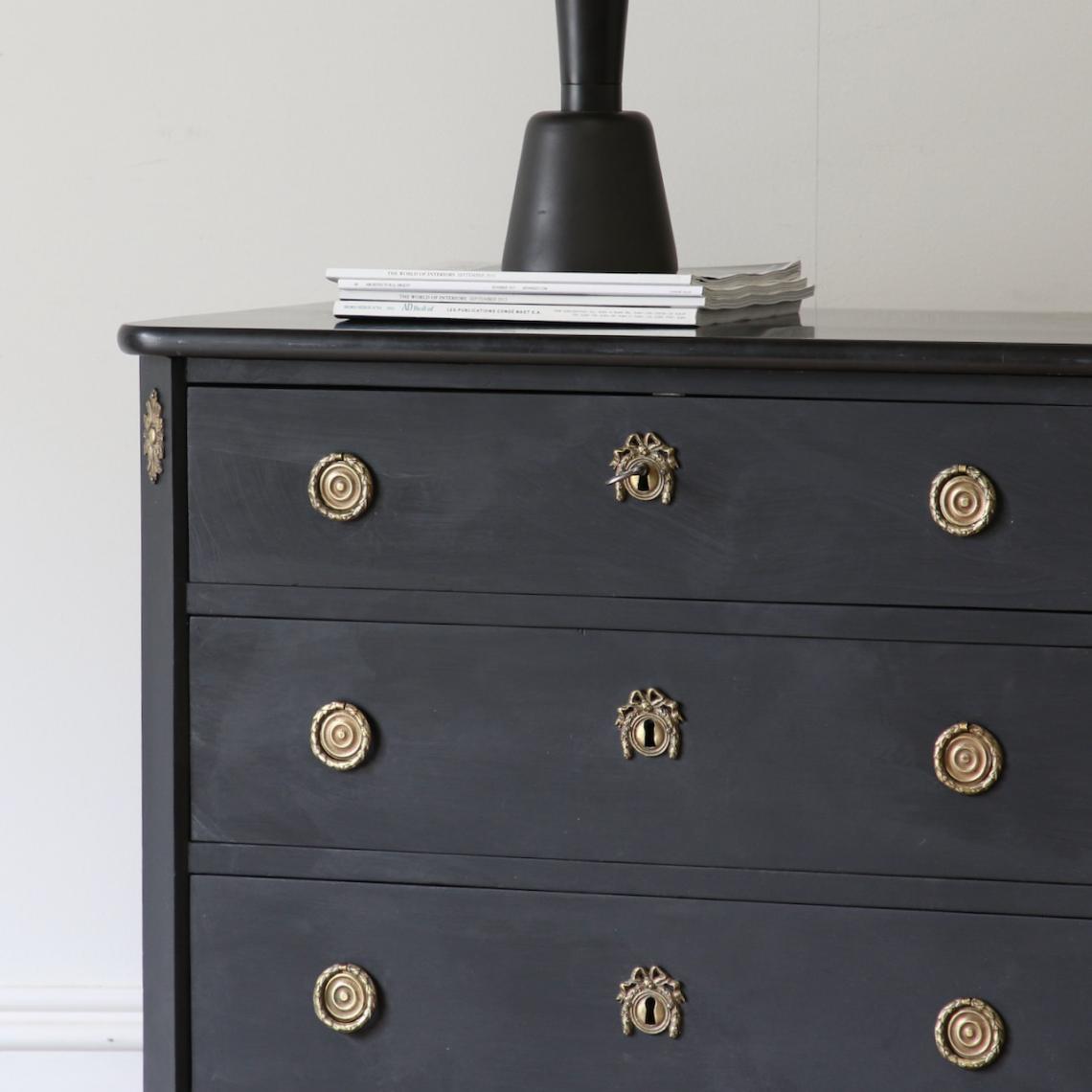 French Regency Black Commode 