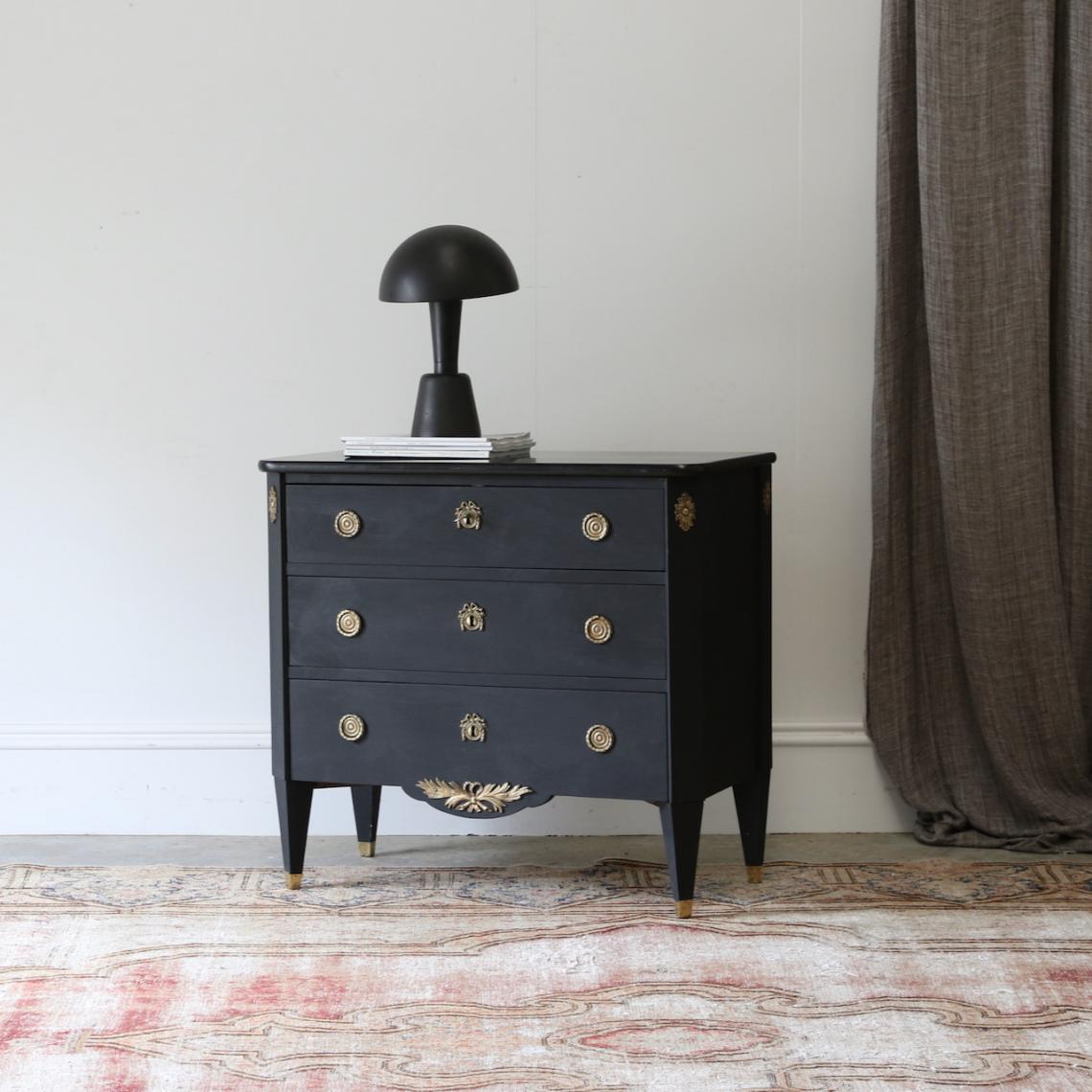 French Regency Black Commode 