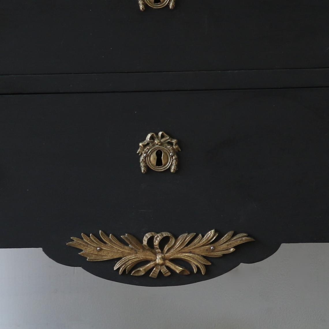 French Regency Black Commode 