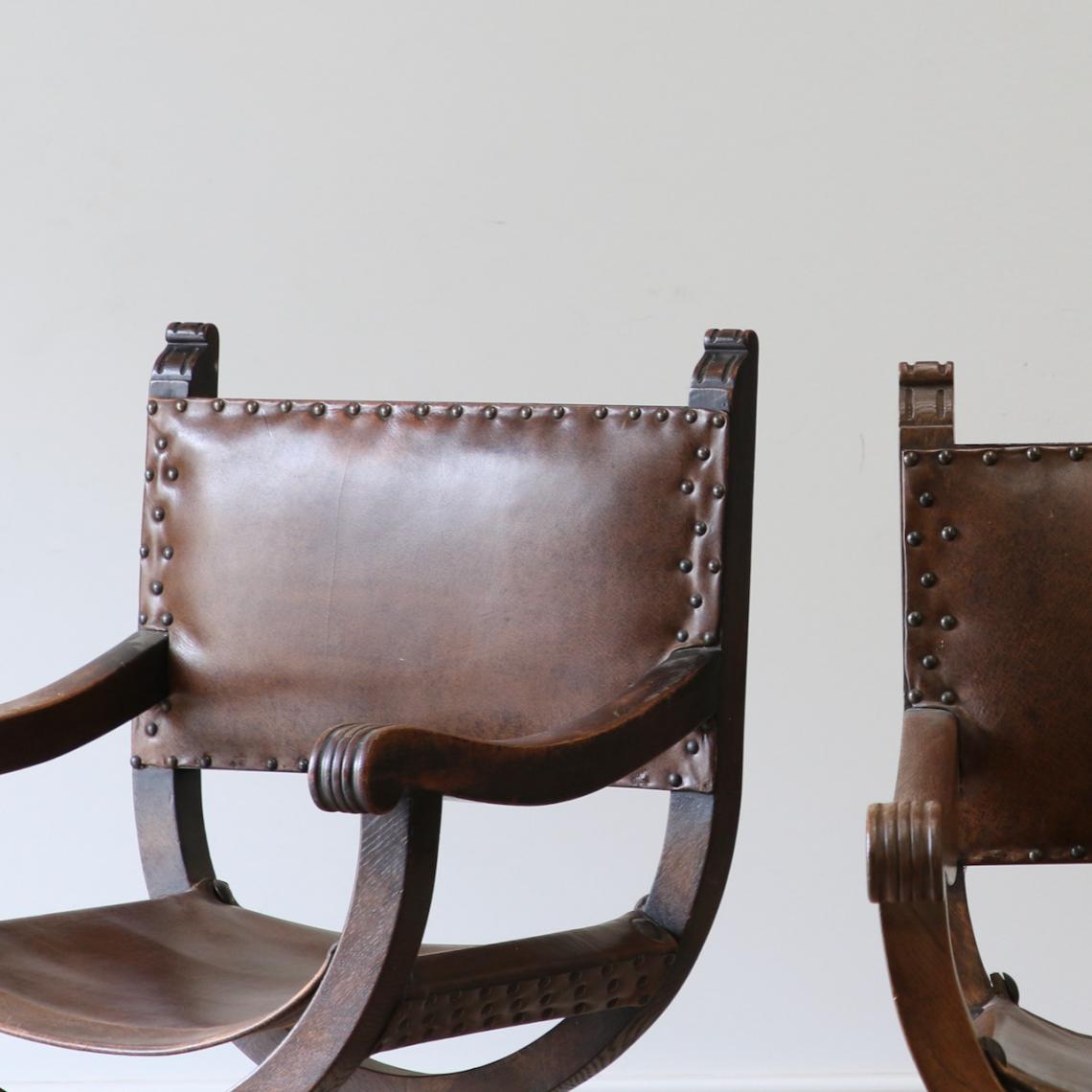 Pair of Leather Director Chairs