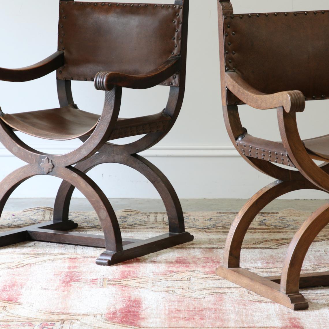 Pair of Leather Director Chairs