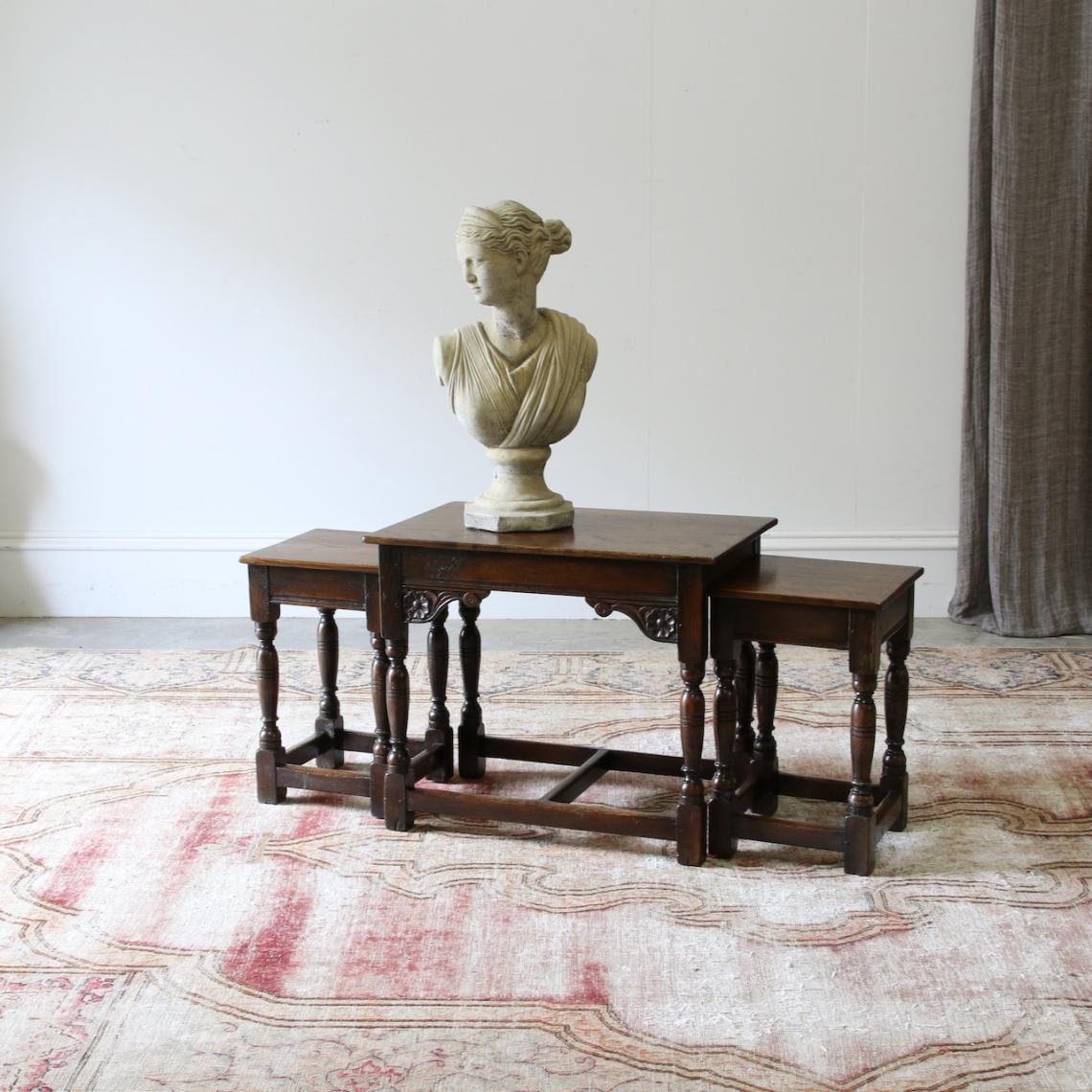 Set of Three Oak Tables