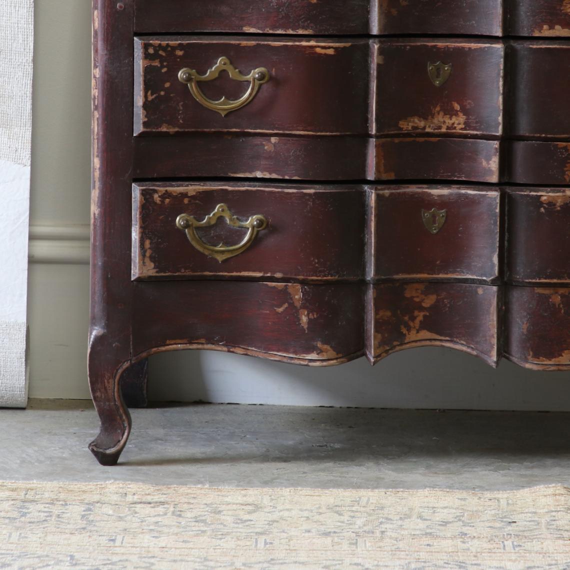 Oxblood Red Serpentine Commode 