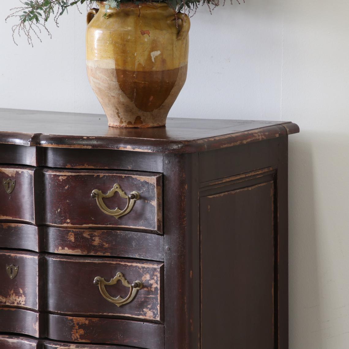 Oxblood Red Serpentine Commode 