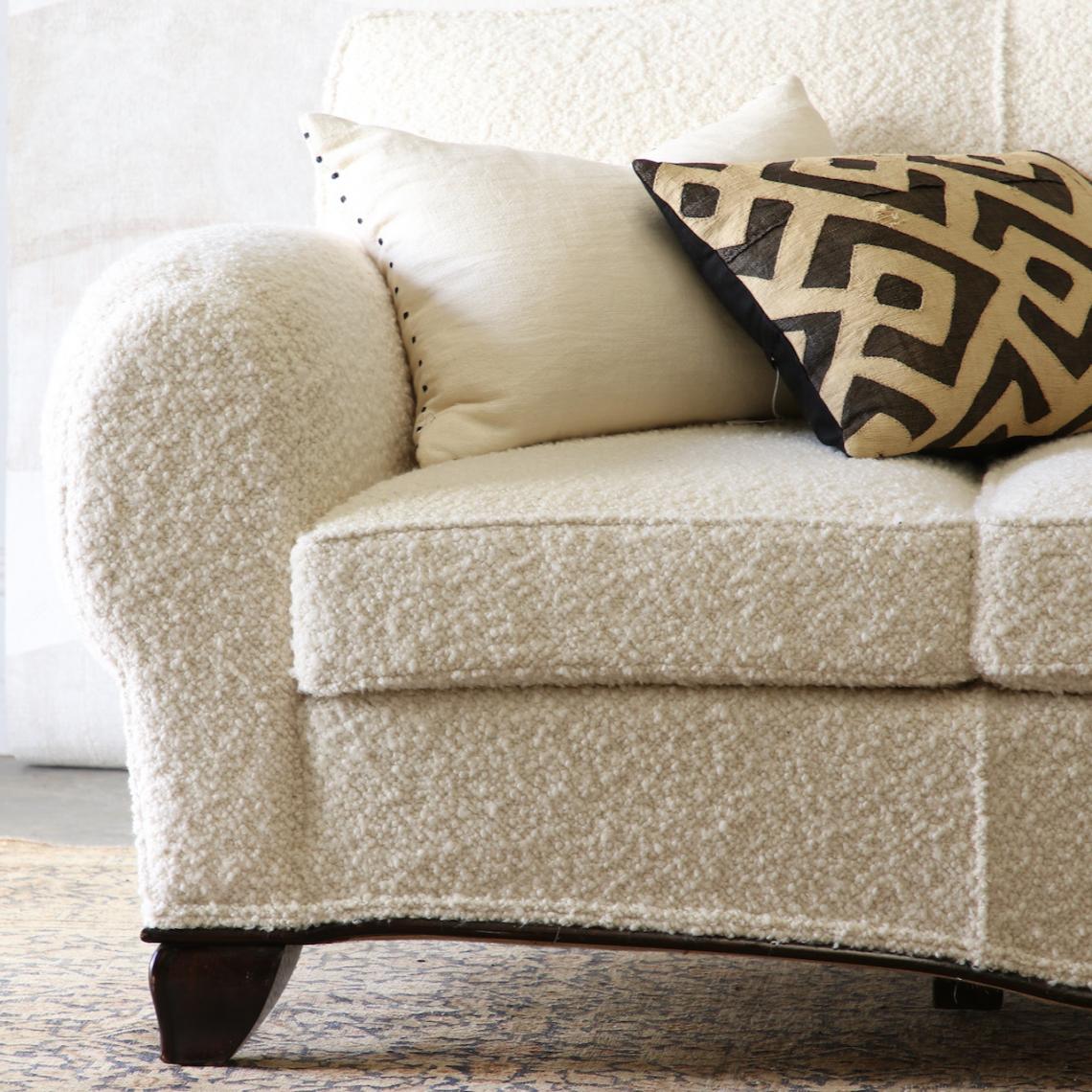 Camel Back Sofa in Cream Bouclé