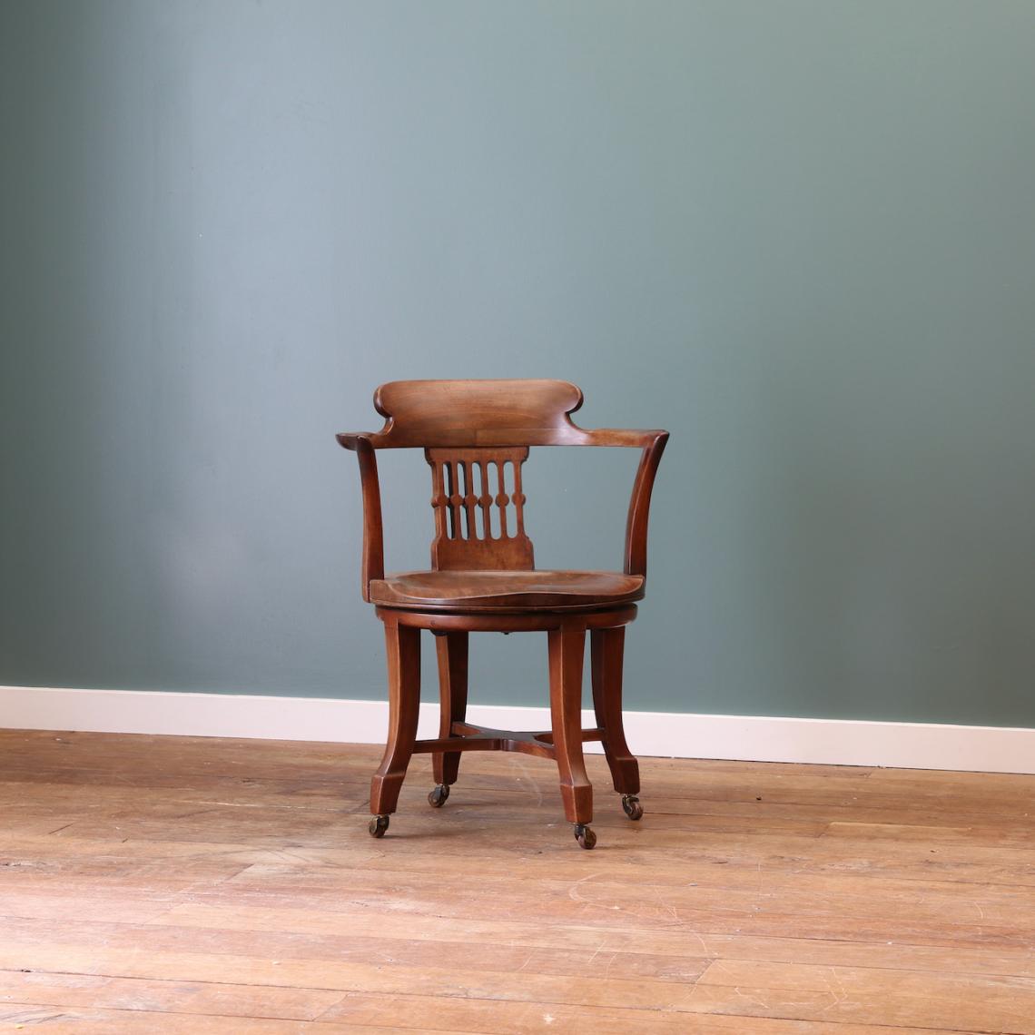 19th Century English Walnut Captain's Chair