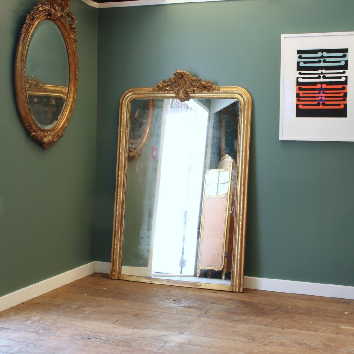 French Gilt Mirror with Crest