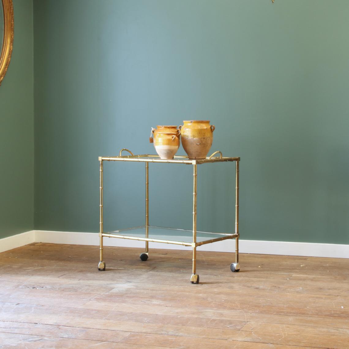 Brass Bamboo Drinks Trolley