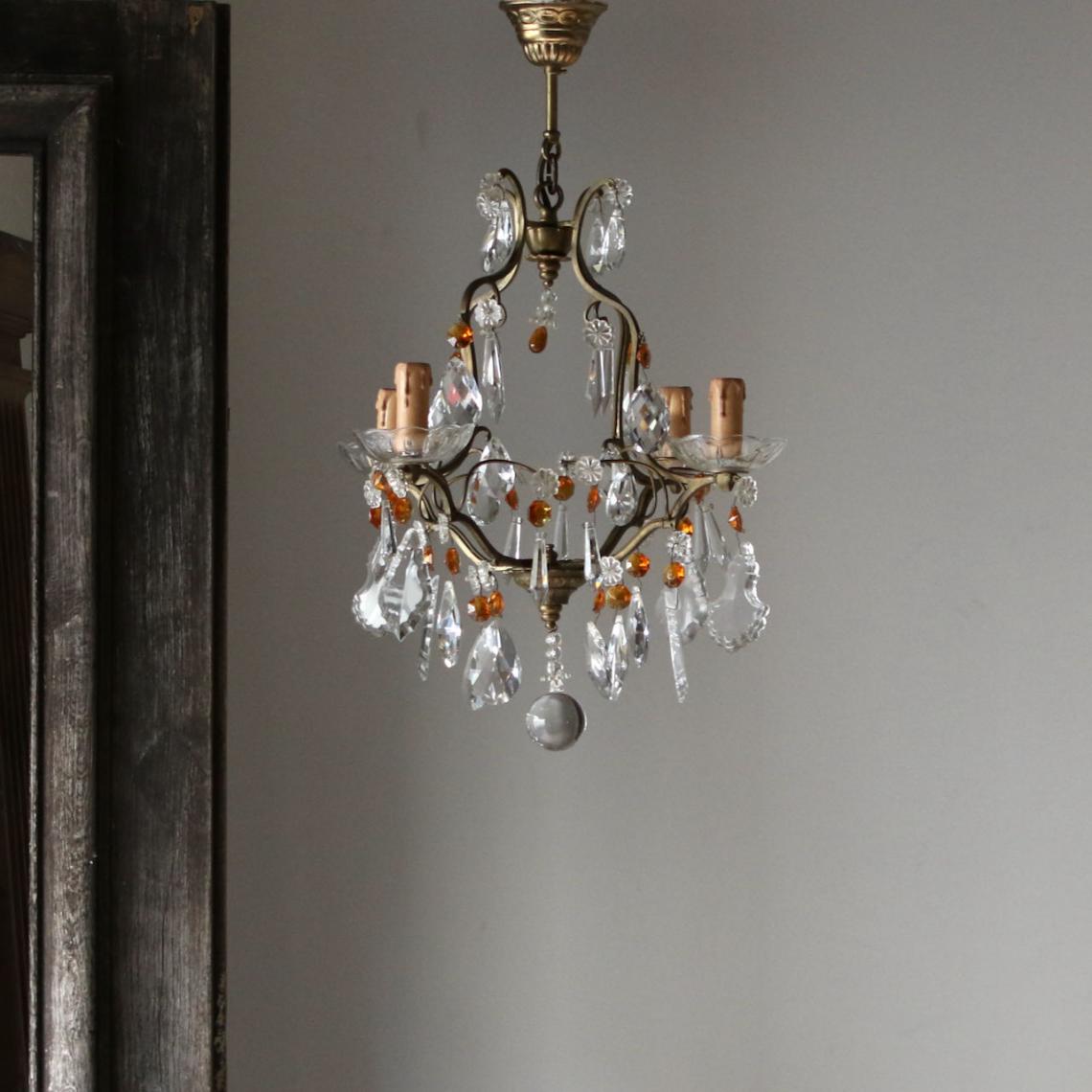 Chandelier with Amber Glass